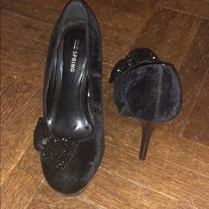 Call It Spring black velvet heels, only worn once!